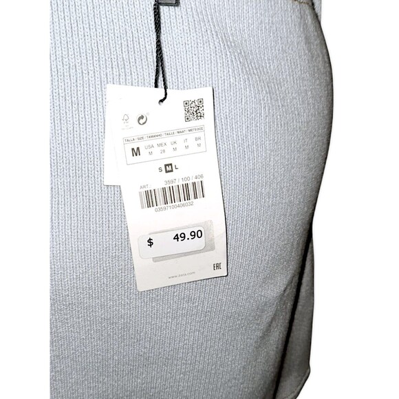 New Zara open Back  Knit Sweater Apron Y2K  Preppy Overall Dress Baby Blue M - Picture 4 of 7